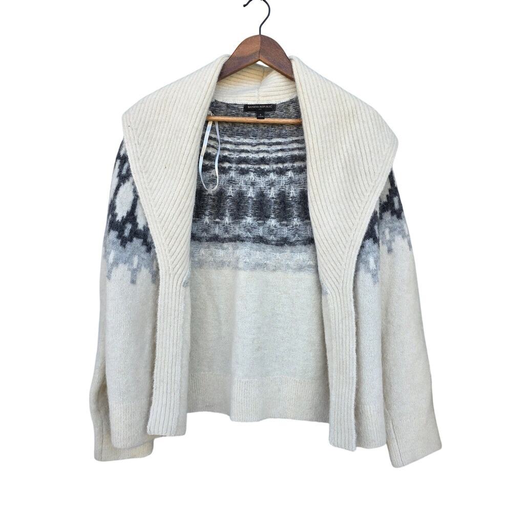 Banana Republic Fair Isle Alpaca Blend Cardigan Transition Cream Size S - Picture 3 of 7